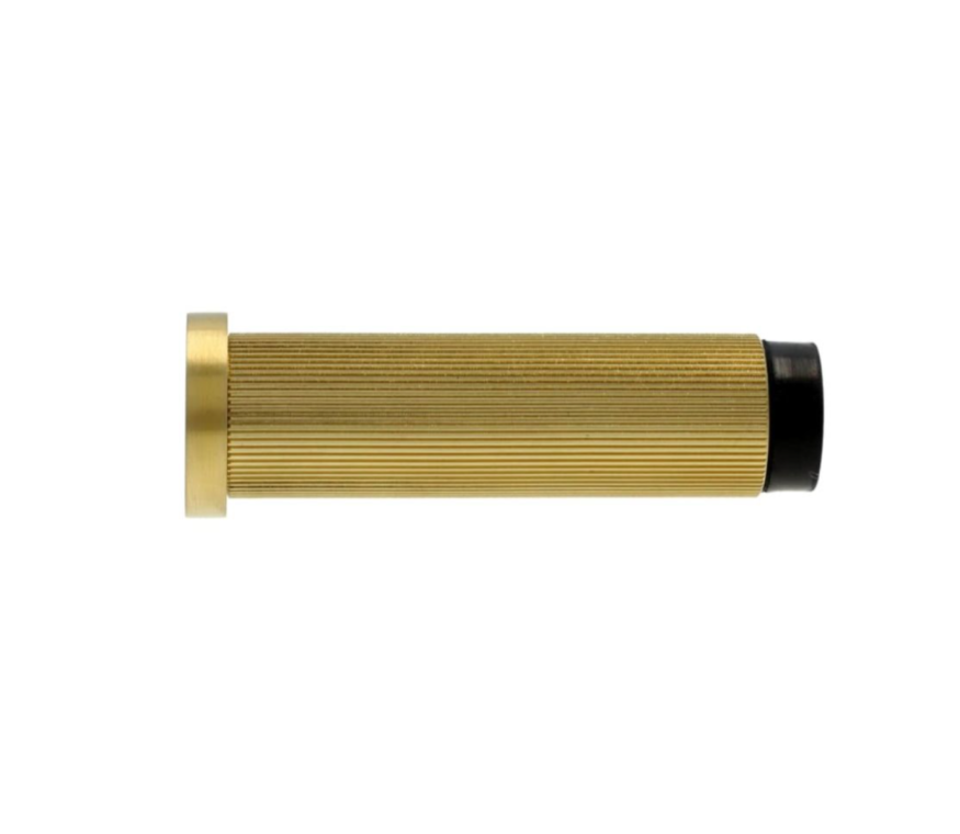 Alexander & Wilks Satin Brass 75mm Reeded Projection Door Stop | AW602-75-SBPVD