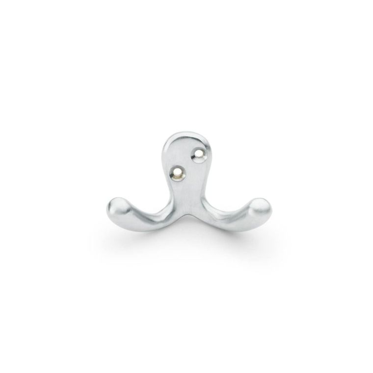 Alexander & Wilks Satin Chrome Victorian Double Robe Hook | AW773SC