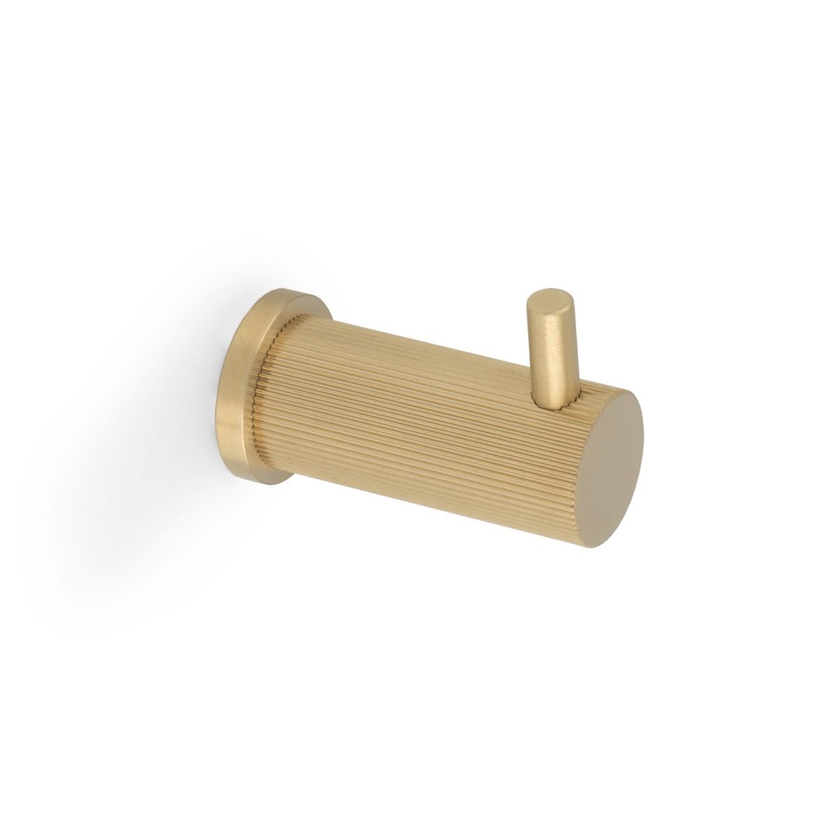 Alexander & Wilks Satin Brass PVD Brunel Reeded Line Coat Hook | AW776SBPVD