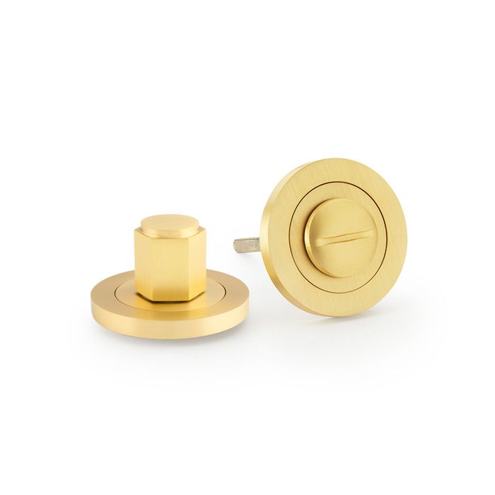 Alexander & Wilks Satin Brass Hexagonal Turn and Release | AW794SB