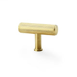 Alexander and Wilks Satin Brass PVD Crispin Knurled T Bar Cupboard Knob