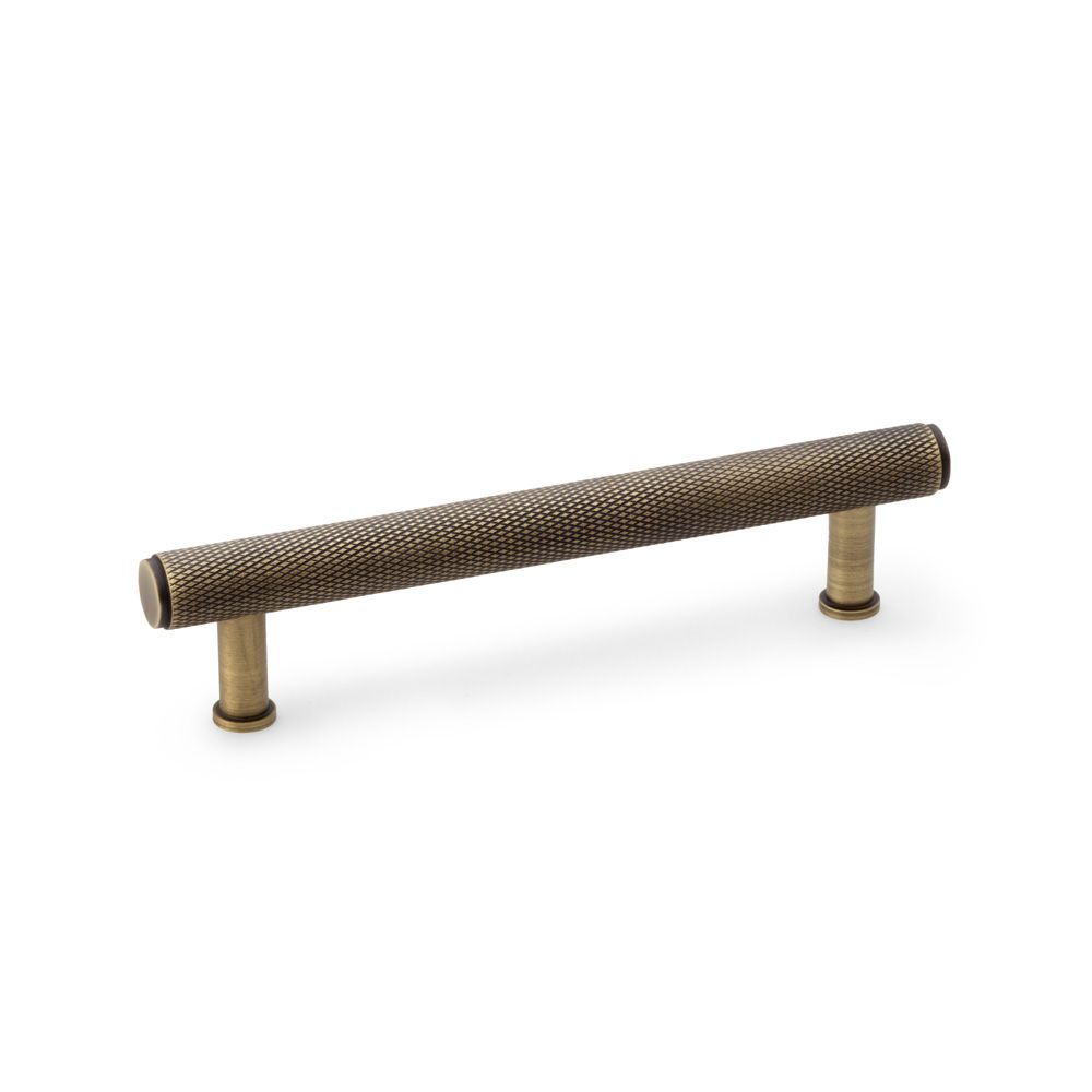 A&W Crispin Antique Brass Knurled T Bar Cupboard Pull Handle c/c 128mm