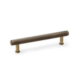 A&W Crispin Antique Brass Knurled T Bar Cupboard Pull Handle c/c 128mm