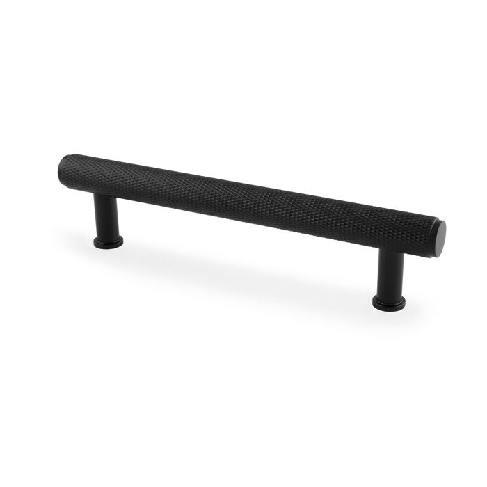 A&W Crispin Matt Black Knurled T Bar Cupboard Pull Handle c/c 128mm