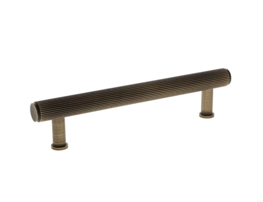 A&W Antique Brass Crispin Reeded Line T Bar Pull Handle c/c 128mm | AW809R-128-AB