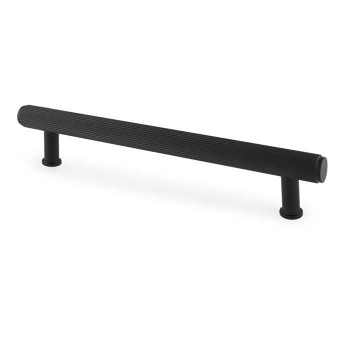 A&W Matt Black Crispin Reeded Line T Bar Pull Handle c/c 160mm | AW809R-160-BL