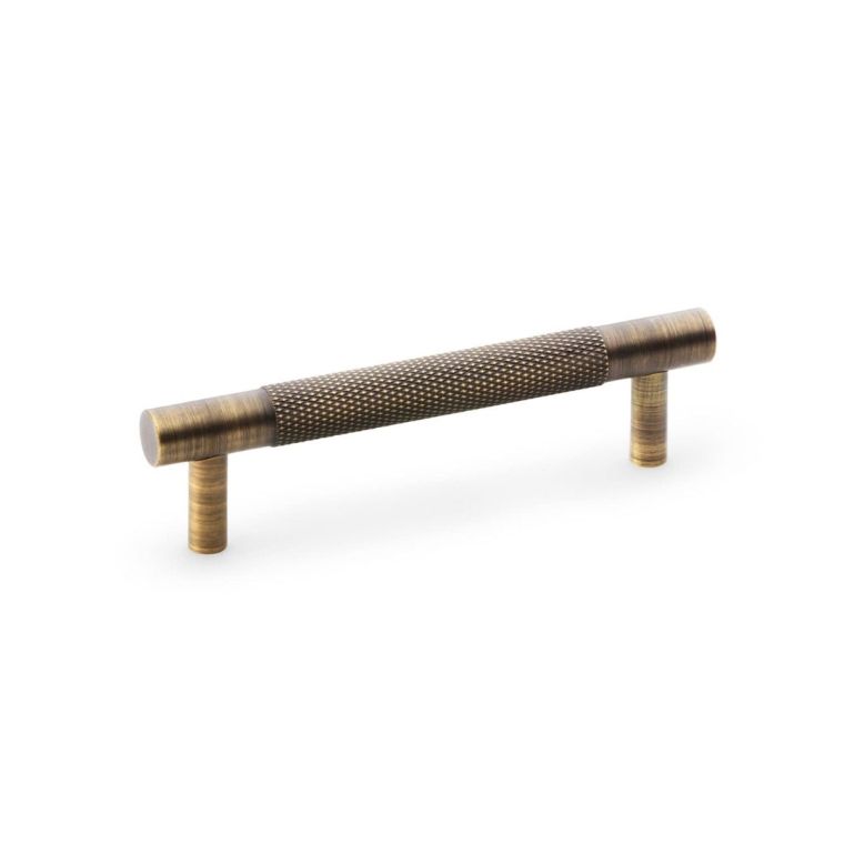 A&W Antique Brass Brunel Knurled T Bar Pull Handle c/c 96mm