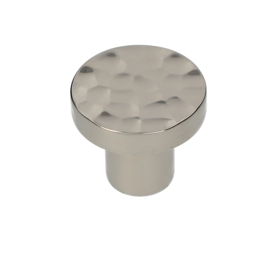 A&W Polished Nickel 30mm Hanover Hammered Cupboard Knob | AW820-30-PN