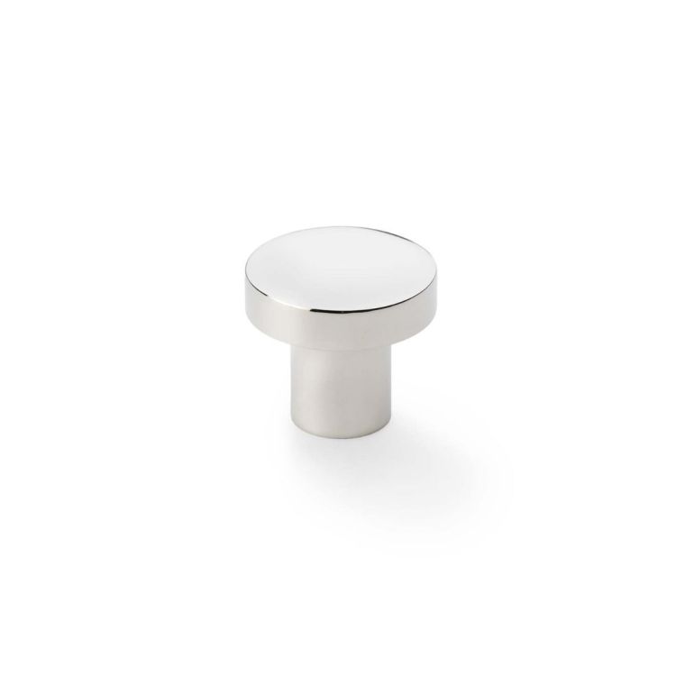 Alexander and Wilks Polished Nickel 30mm Hanover Plain Cupboard Knob