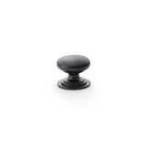 Alexander and Wilks Black 25mm Round Cupboard Knob on Stepped Rose | AW825-25-BL