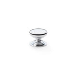 Alexander and Wilks Polished Chrome 25mm Round Cupboard Knob on Stepped Rose | AW825-25-PC