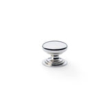 Alexander and Wilks Polished Nickel 25mm Round Cupboard Knob on Stepped Rose | AW825-25-PN