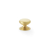 Alexander and Wilks Satin Brass 25mm Round Cupboard Knob on Stepped Rose | AW825-25-SB