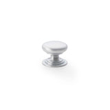 Alexander and Wilks Satin Chrome 25mm Round Cupboard Knob on Stepped Rose | AW825-25-SC