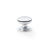 Alexander and Wilks Polished Chrome 32mm Round Cupboard Knob on Stepped Rose | AW825-32-PC