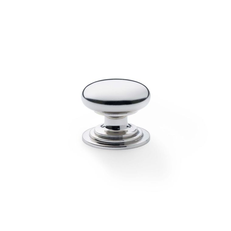 Alexander and Wilks Polished Nickel 32mm Round Cupboard Knob on Stepped Rose | AW825-32-PN