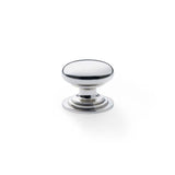 Alexander and Wilks Polished Chrome 32mm Round Cupboard Knob on Stepped Rose | AW825-32-PC