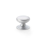 Alexander and Wilks Satin Chrome 32mm Round Cupboard Knob on Stepped Rose | AW825-32-SC