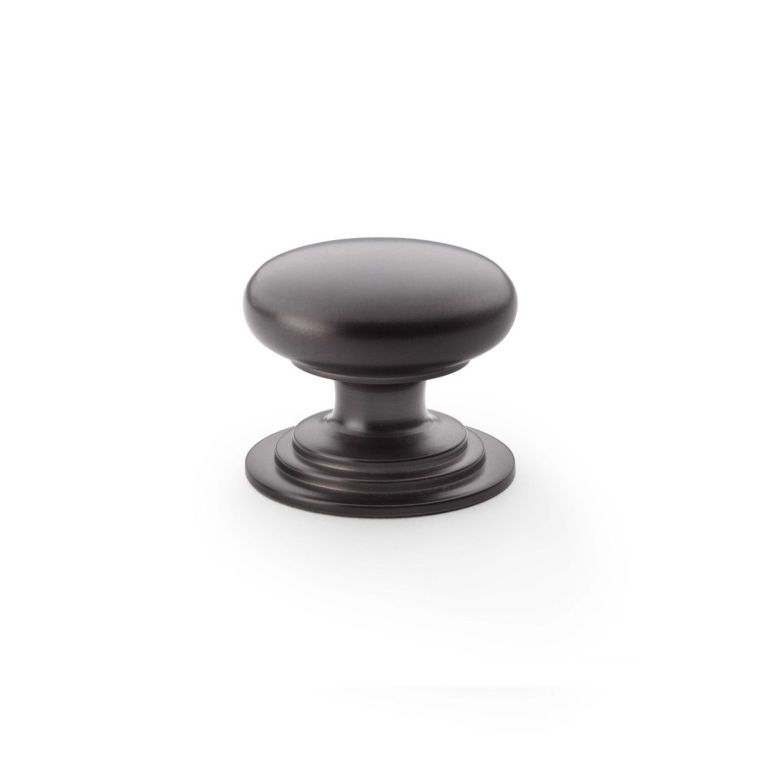 A&W Dark Bronze 38mm Round Cupboard Knob on Stepped Rose | AW825-38-DBZ