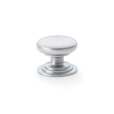 A&W Satin Chrome 38mm Round Cupboard Knob on Stepped Rose | AW825-38-SC