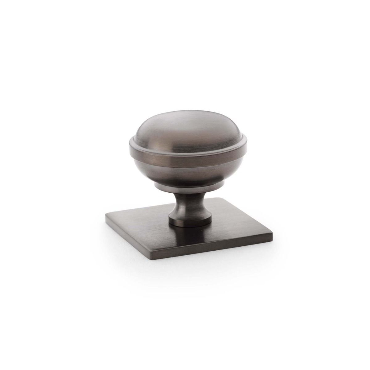 Alexander and Wilks 34mm Quantock Dark Bronze PVD Cupboard Knob on Square Backplate