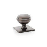 Alexander and Wilks 34mm Quantock Dark Bronze PVD Cupboard Knob on Square Backplate