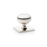 Alexander and Wilks 34mm Quantock Polished Nickel Cupboard Knob on Square Backplate