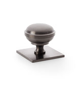 Alexander and Wilks 38mm Quantock Dark Bronze PVD Cupboard Knob on Square Backplate