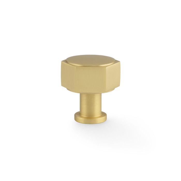 Satin Brass 33mm Vesper Hexagonal Cabinet Knob | AW828-33-SB
