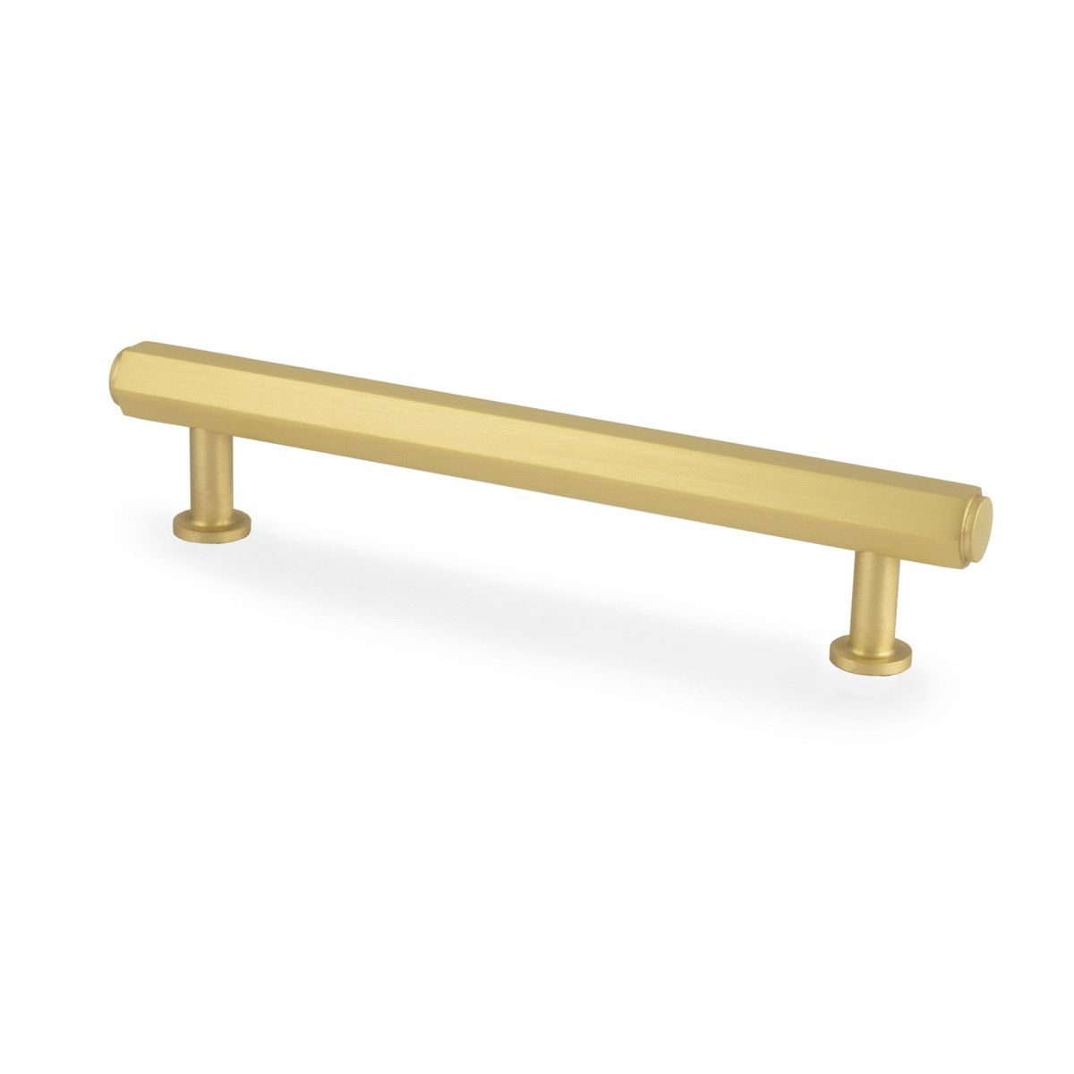 Satin Brass 128mm Vesper Hexagonal Pull Handle | AW830-128-SB