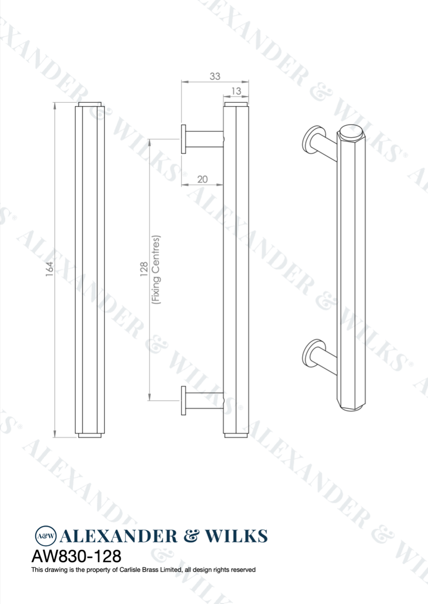 Polished Nickel 128mm Vesper Hexagonal Pull Handle | AW830-128-PN