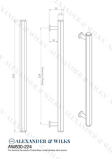 Satin Brass 224mm Vesper Hexagonal Pull Handle | AW830-224-SB