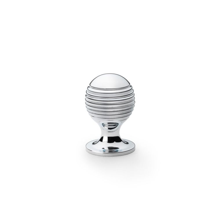 Alexander and Wilks Polished Chrome 25mm Caesar Cupboard Knob on Round Rose | AW832-25-PC
