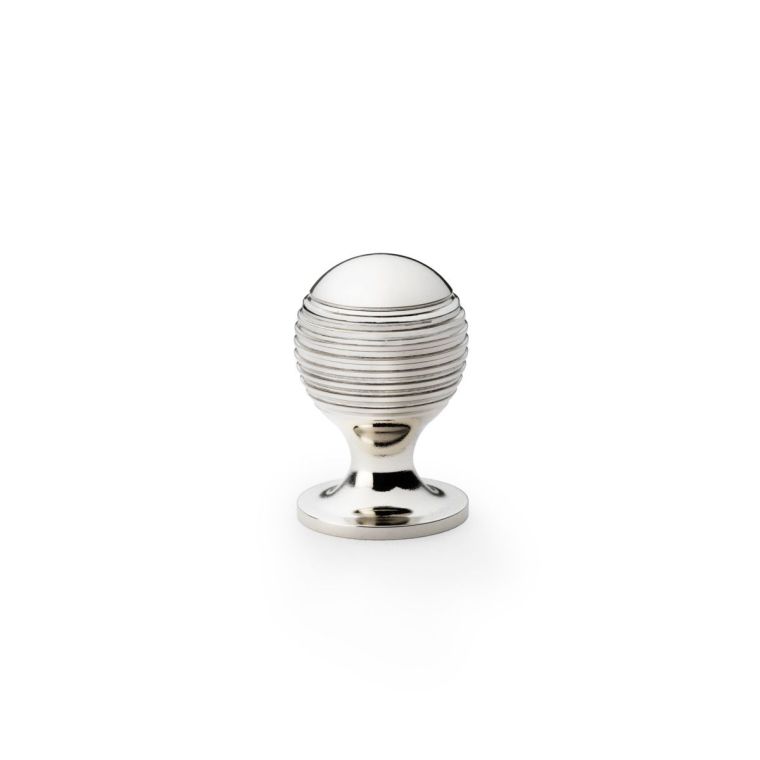 Alexander and Wilks Polished Nickel 25mm Caesar Cupboard Knob on Round Rose | AW832-25-PN