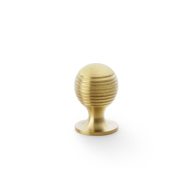 Alexander and Wilks Satin Brass PVD 25mm Caesar Cupboard Knob on Round Rose | AW832-25-SBPVD