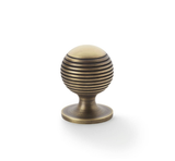 Alexander and Wilks Antique Brass 32mm Caesar Cupboard Knob on Round Rose | AW832-32-AB