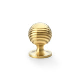 Alexander and Wilks Satin Brass PVD 32mm Caesar Cupboard Knob on Round Rose | AW832-32-SBPVD