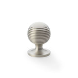Alexander and Wilks Satin Nickel 32mm Caesar Cupboard Knob on Round Rose | AW832-32-SN