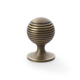 Alexander and Wilks Antique Brass 38mm Caesar Cupboard Knob on Round Rose | AW832-38-AB