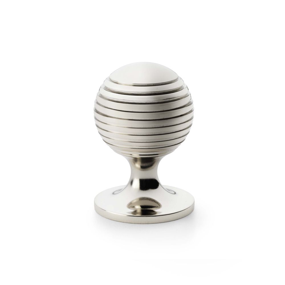Alexander and Wilks Polished Nickel 38mm Caesar Cupboard Knob on Round Rose | AW832-38-PN