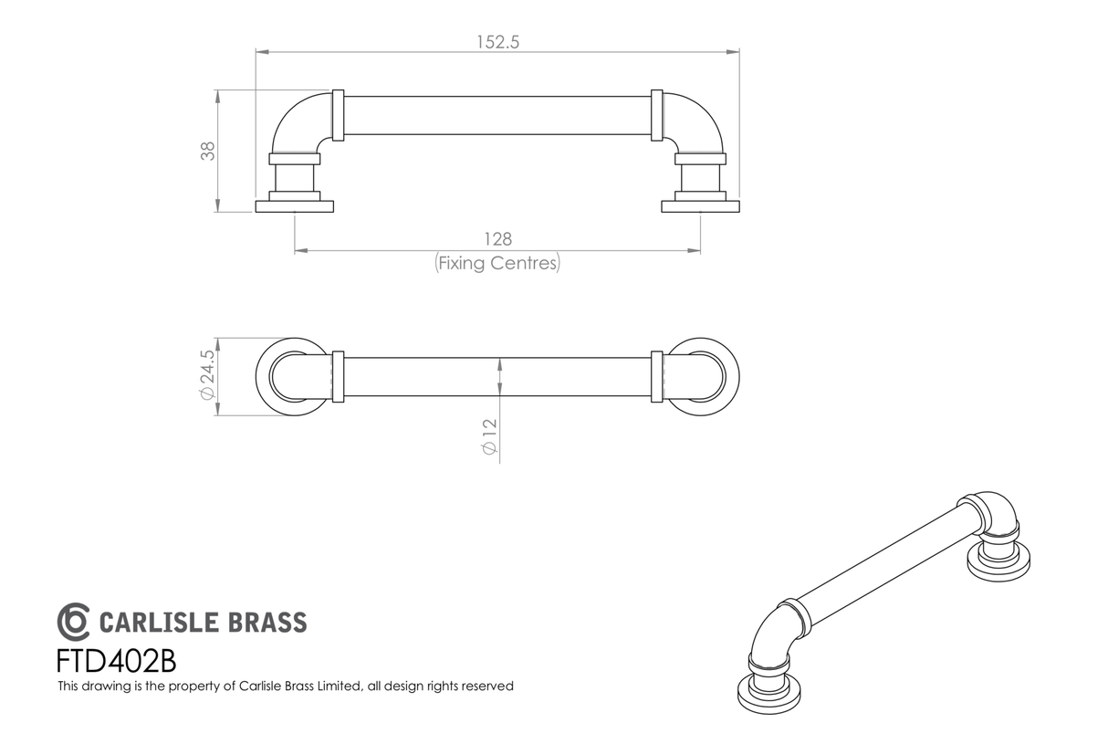 Satin Nickel 128mm Pipe Design Cabinet Pull Handle | FTD402BSN