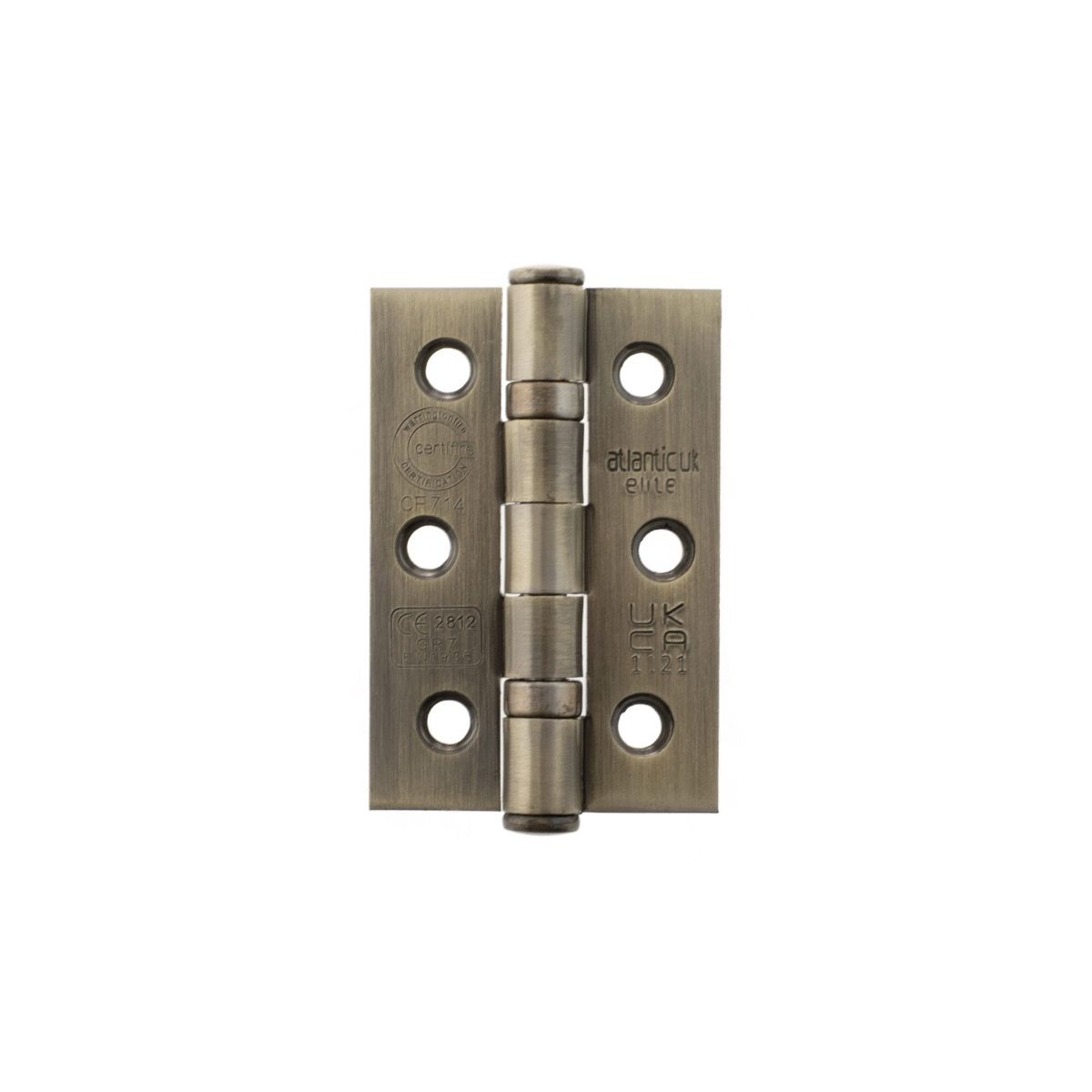 Pair 75mm (3") Antique Brass CE Ball Butt Hinge | A2H322AB
