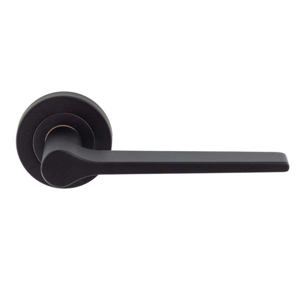 Matt Black Velino Lever Round on Round Rose | EUL020MB