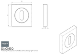Serozzetta Black Nickel Standard Key Square Escutcheon | SZM003SQBN