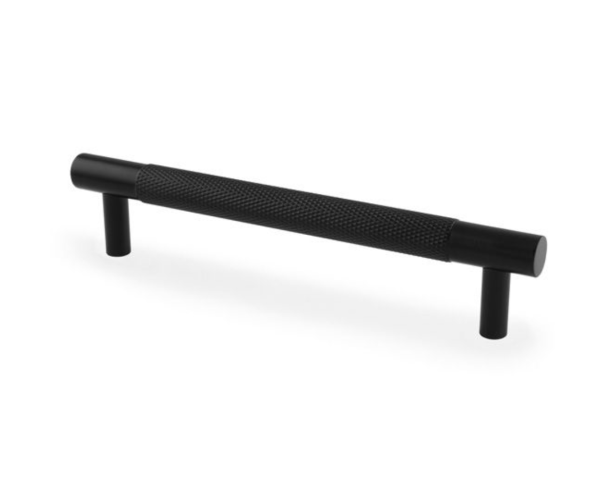 A&W Matt Black Brunel Knurled T Bar Pull Handle c/c 128mm