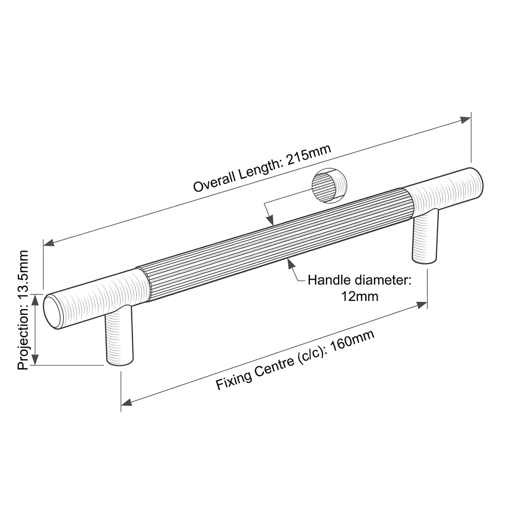 Satin Brass Linear T Bar Pull Handle - 160mm c/c  |  IXC710CSB