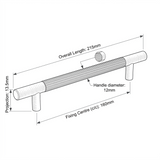 Satin Brass Linear T Bar Pull Handle - 160mm c/c  |  IXC710CSB