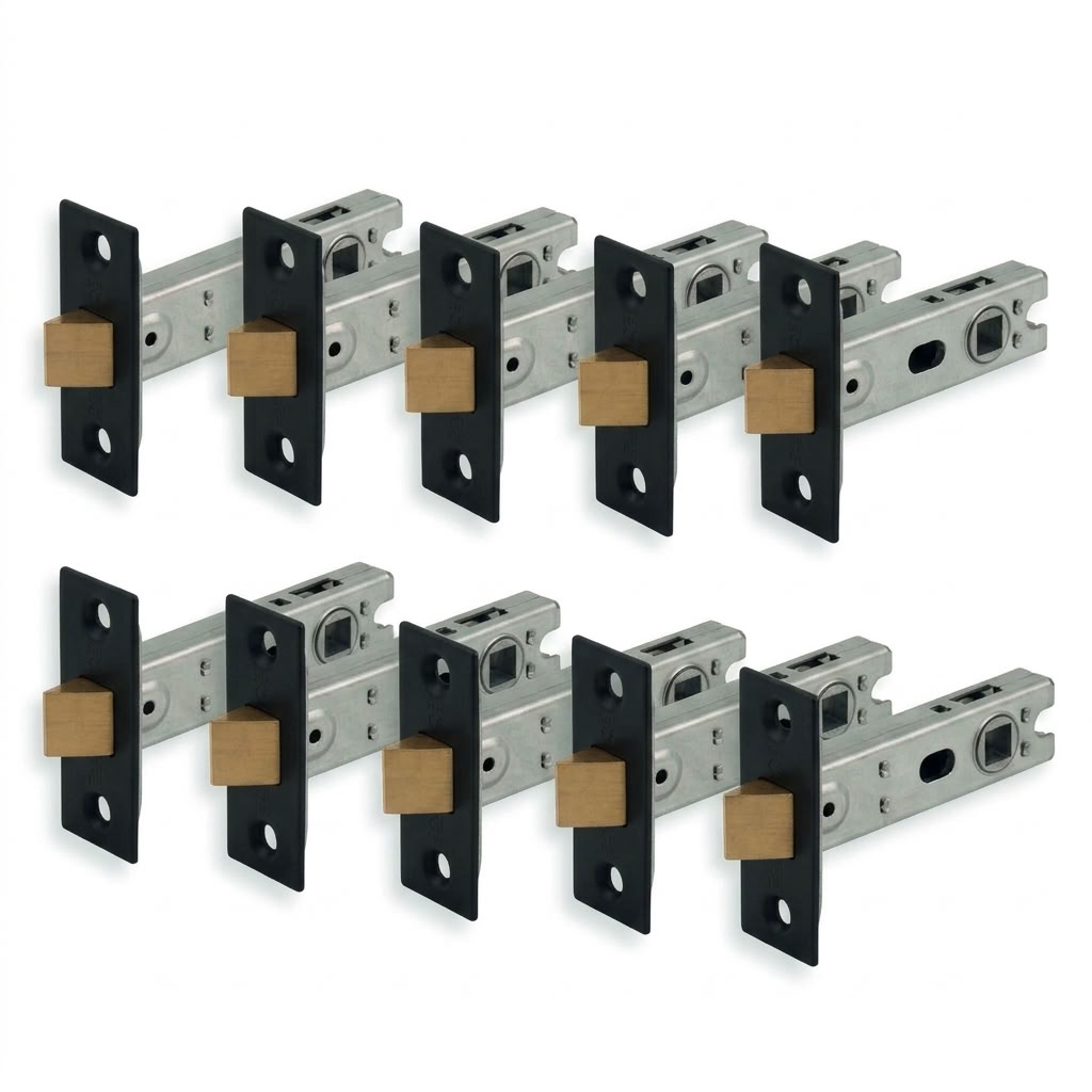 10x Multipack 76mm Matt Black Tubular Mortice Latch