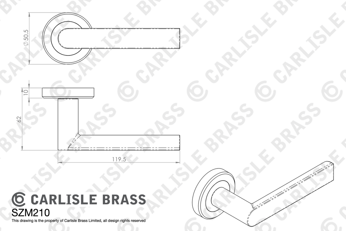 Set Satin Brass Serozzetta Edge Latch Furniture on Round Rose | SZM210SB