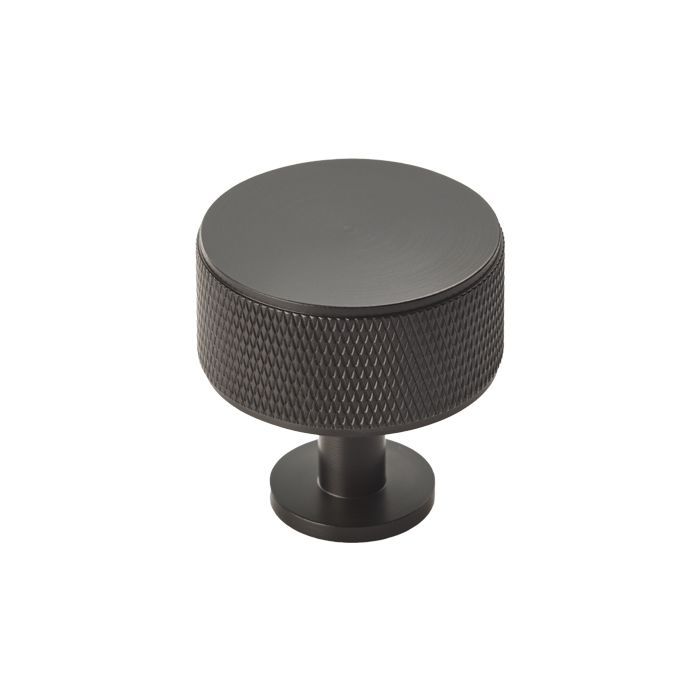 Matt Black 35mm Knurled Cupboard Knob | FTD703MB